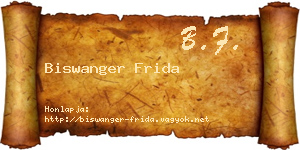 Biswanger Frida névjegykártya